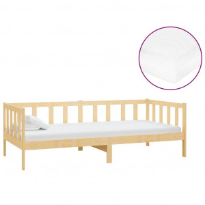 Sofá cama con colchón madera de pino maciza 90x200 cm H
