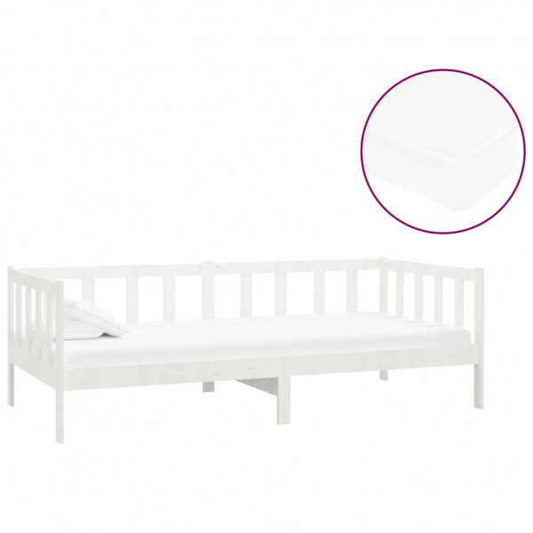 Sofá-cama com colchão 90x200 cm pinho maciço branco M 2