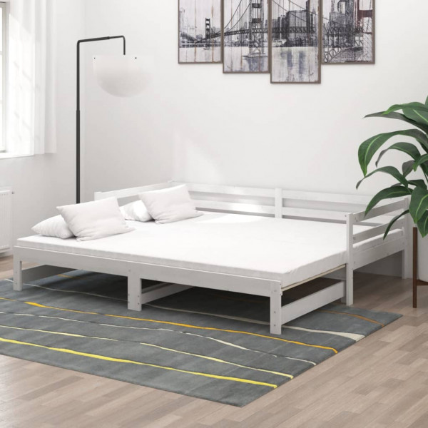 Sofá cama extraíble madera maciza de pino blanco 2x(90x200) cm D