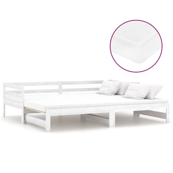 Estrutura sofá-cama de puxar 2x(90x200) cm pinho maciço branco M 2
