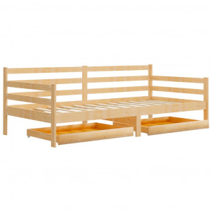 Sofá cama con cajones madera de pino maciza 90x200 cm H