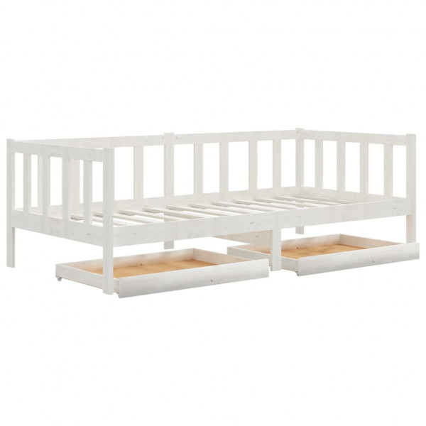 Sofá cama con cajones madera de pino maciza blanco 90x200 cm M 2