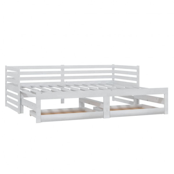 Estrutura sofá-cama de puxar 2x(90x200) cm pinho maciço branco M 2