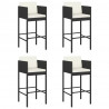 Bancos de bar com almofadões 4 pcs vime PE preto 2