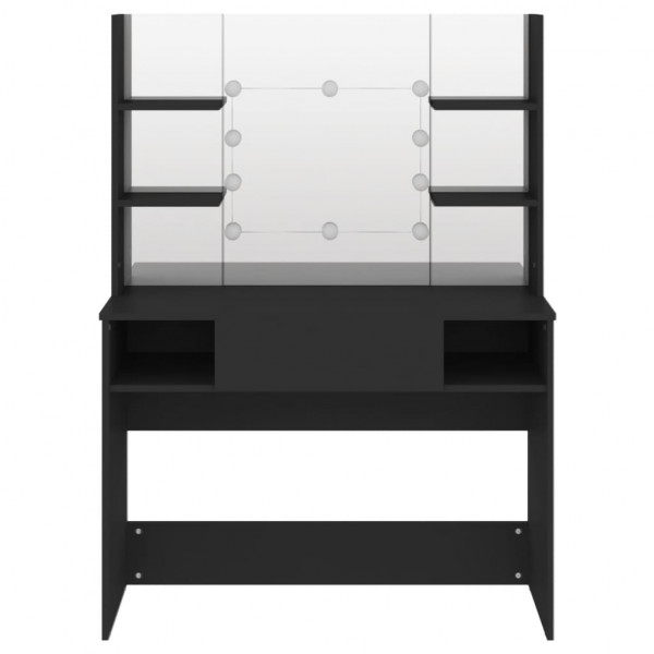 Tocador de maquillaje con luces LED MDF negro 100x40x135 cm M 2