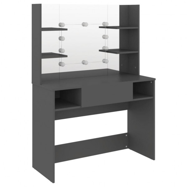 Mesa de maquilhagem c/ luzes LED 100x40x135 cm MDF cinzento M 5