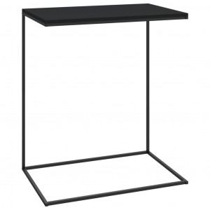 Mesa auxiliar de madera contrachapada negro 55x35x66 cm H