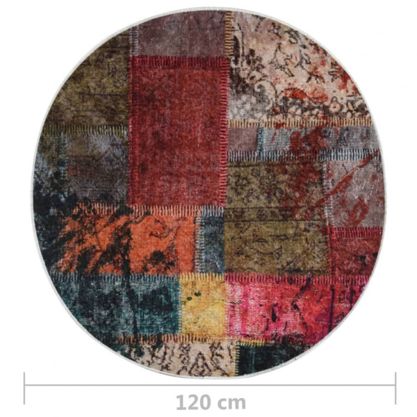 Tapete lavável antiderrapante φ120 cm patchwork multicor M 5