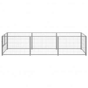 Canil para cães 3 m² aço prateado H