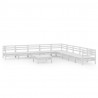 10 pcs conjunto lounge de jardim pinho maciço branco 2