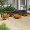 7 pcs conjunto lounge de jardim com almofadões acácia maciça 1