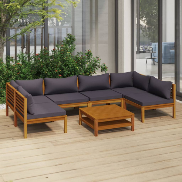 7 pcs conjunto lounge de jardim com almofadões acácia maciça D