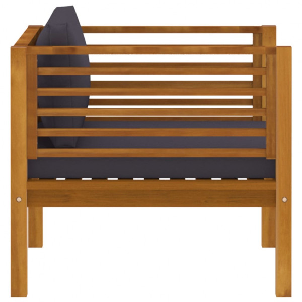Silla de jardín con cojines gris oscuro madera maciza acacia M 4