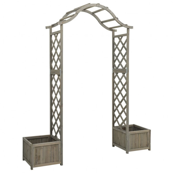 Pérgola de jardín con jardinera madera maciza de abeto gris D