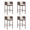 Bancos de bar com almofadões 4 pcs vime PE castanho 2