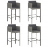 Bancos de bar com almofadões 4 pcs vime PE cinzento 2
