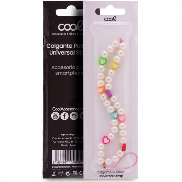 Pingente COOL Smartphone universal Pulseira pulseira pérolas corações M 3