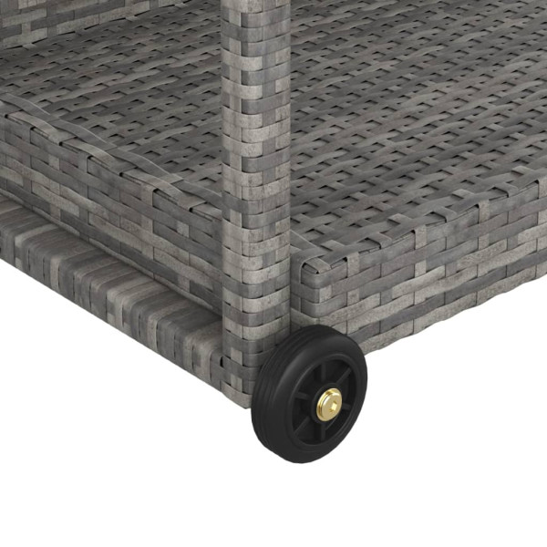 Carrinho de bar 100x45x83 cm vime PE cinzento M 5