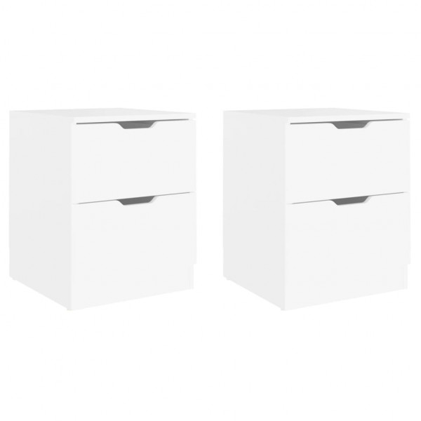 Mesas de cabeceira 2 pcs 40x40x50 cm contraplacado branco M 2