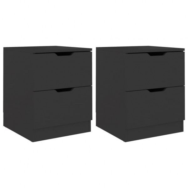 Mesas de cabeceira 2 pcs 40x40x50 cm contraplacado preto M 2