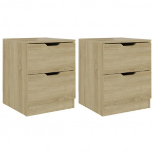 Mesas cabeceira 2pcs 40x40x50cm contraplacado carvalho sonoma H