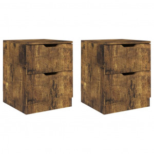 Mesas cabeceira 2pcs 40x40x50cm contraplacado carvalho fumado H
