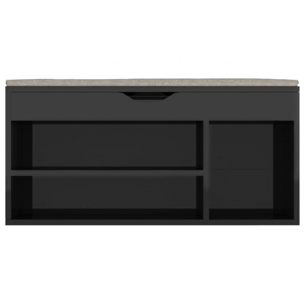 Banco sapateira + almofadão contr. 104x30x49cm preto brilhante M 5