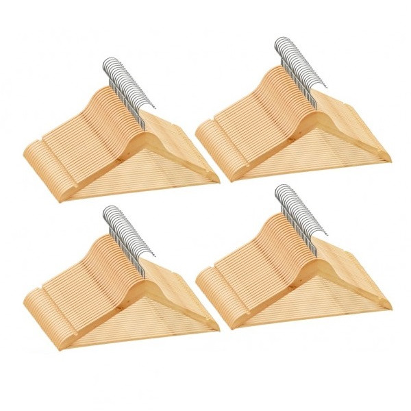 Juego de perchas para ropa 100 uds antideslizantes madera dura D