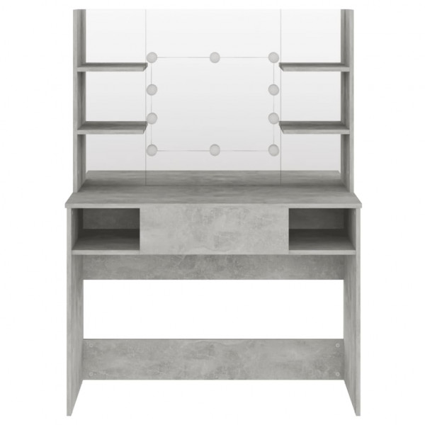 Tocador de maquillaje luces LED MDF gris hormigón 100x40x135 cm M 3