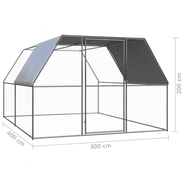Jaula gallinero de exterior de acero galvanizado 3x4x2 m M 5