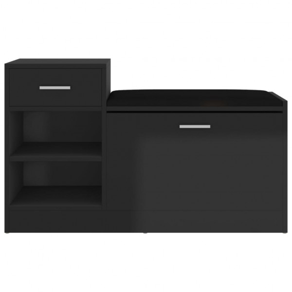 Banco zapatero aglomerado negro con brillo 94.5x31x57 cm M 3