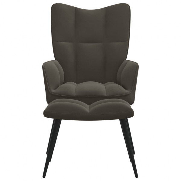 Silla de relajación con taburete terciopelo gris oscuro M 3