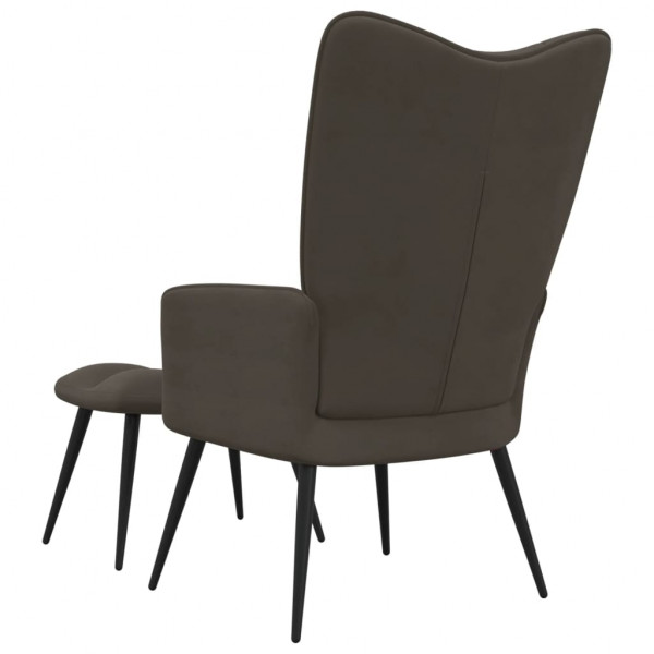 Silla de relajación con taburete terciopelo gris oscuro M 5