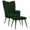 Silla de relajación con taburete terciopelo verde oscuro 1