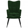 Silla de relajación con taburete terciopelo verde oscuro 2