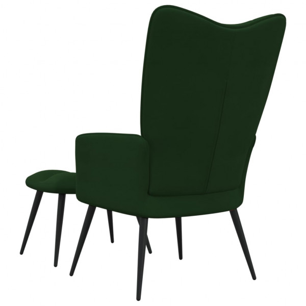 Silla de relajación con taburete terciopelo verde oscuro M 4