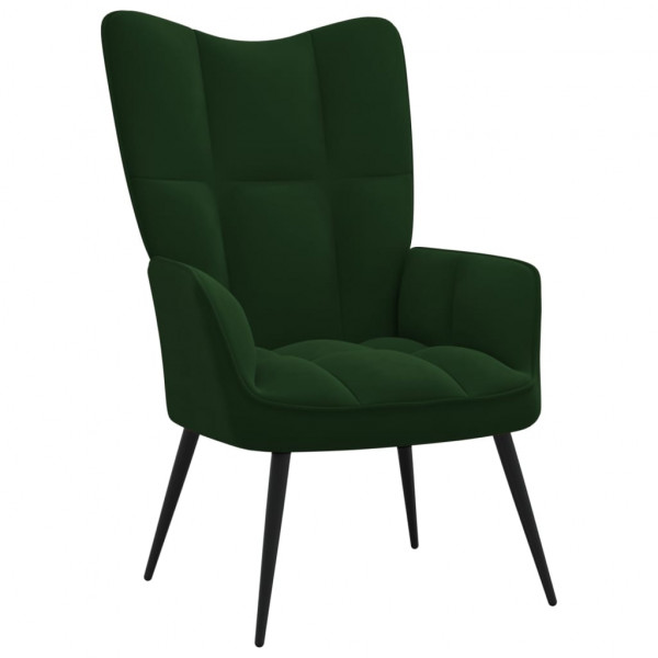 Silla de relajación con taburete terciopelo verde oscuro M 5