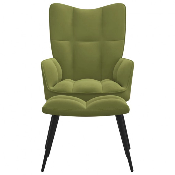 Silla de relajación con reposapiés terciopelo verde claro M 2