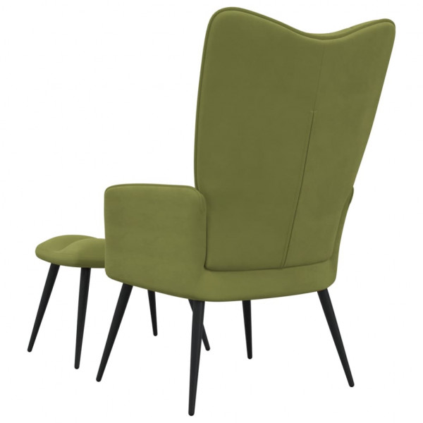 Silla de relajación con reposapiés terciopelo verde claro M 4