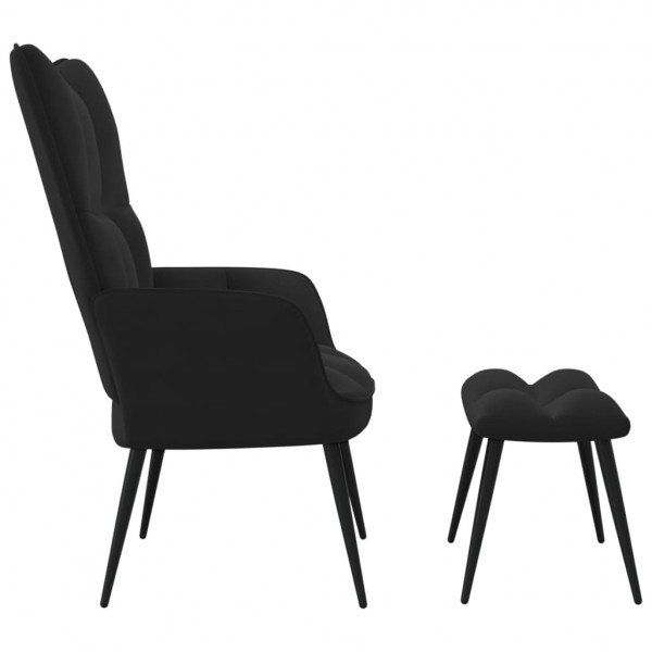 Silla de relajación con reposapiés terciopelo negro M 3