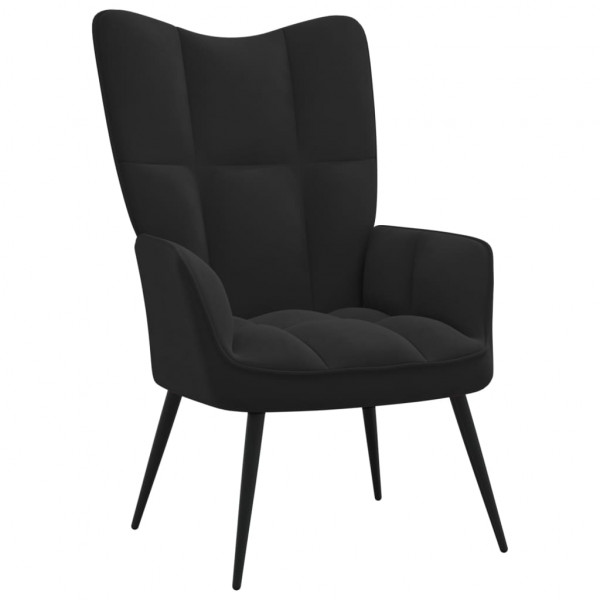 Silla de relajación con reposapiés terciopelo negro M 5