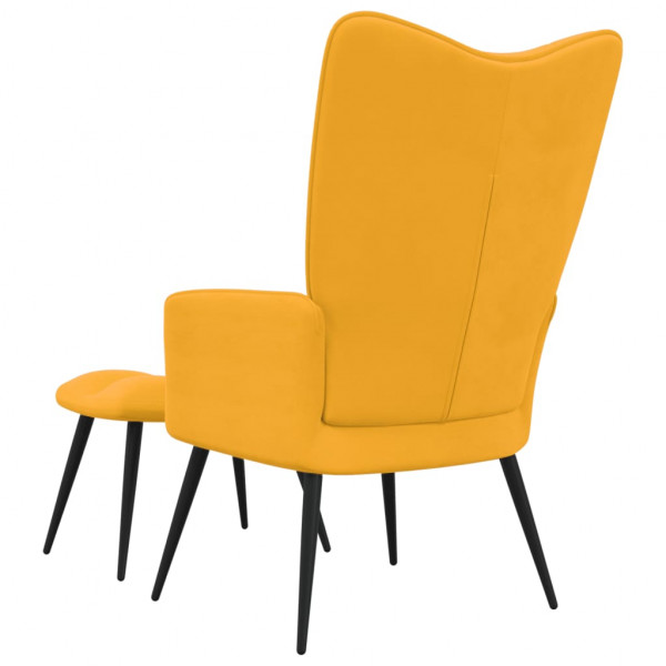 Silla de relajación con reposapiés terciopelo amarillo mostaza M 4