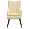 Silla de relajación con reposapiés terciopelo blanco crema 2