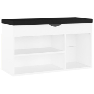 Banco sapateira + almofadão 80x30x47 cm contraplacado branco H