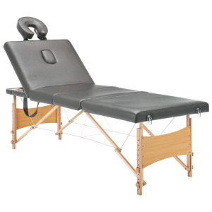 Mesa massagens c/ 4 zonas estrutura madeira 186x68cm antracite H