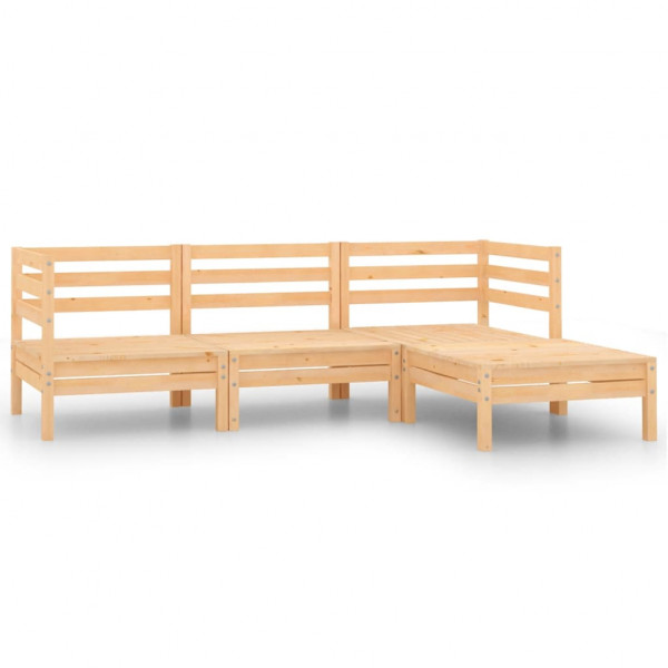 4 pcs conjunto lounge de jardim madeira de pinho maciça D