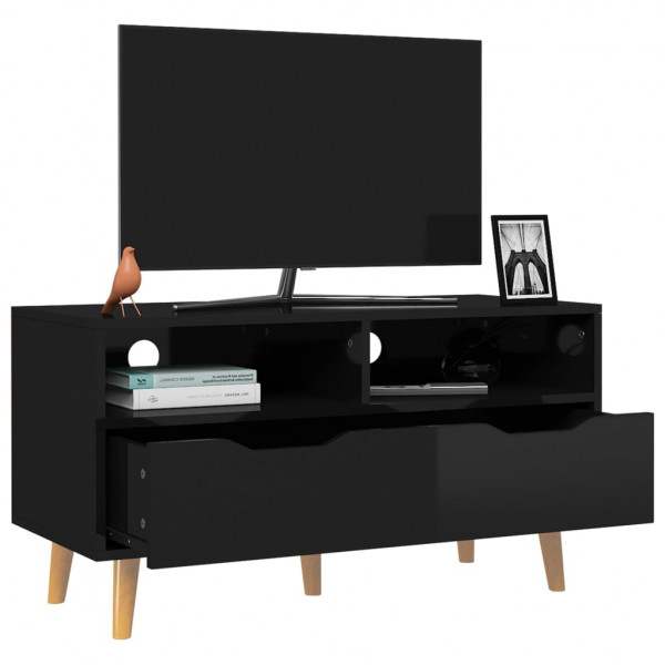 Mueble para TV de aglomerado negro brillante 90x40x48.5 cm M 3