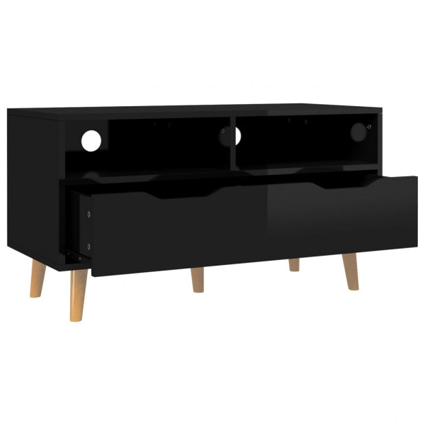 Mueble para TV de aglomerado negro brillante 90x40x48.5 cm M 4