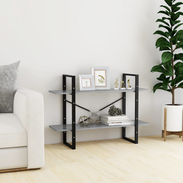 Estantería de 2 niveles contrachapada gris hormigón 100x30x70cm M 3