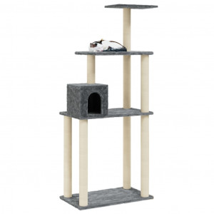 Árvore p/ gatos c/ postes arranhadores sisal 147cm cinza-escuro H